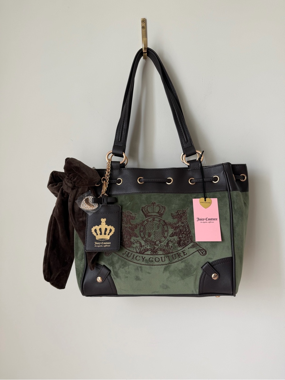 Juicy Couture Green and Black Scottie dog daydreamer Tote bag